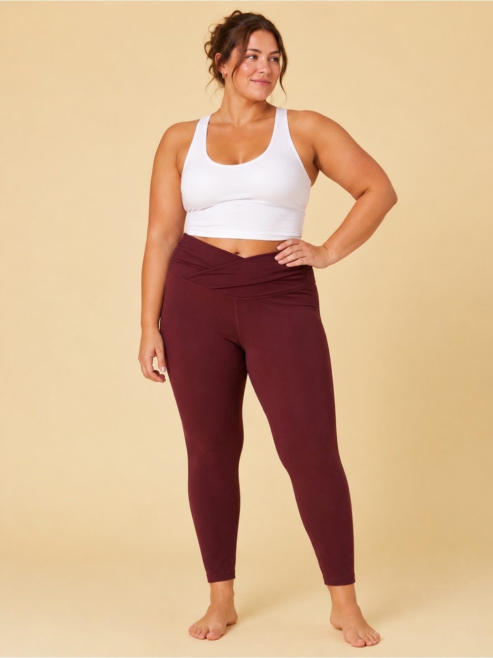 Ododos xl women’s  V-Waist Leggings - Burgundy leggings short girl friendly